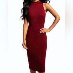 NWT le chateau sleeveless midi dress wine burgundy red medium